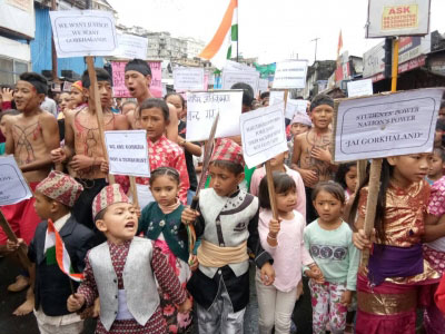GJM rallies for internet restoration in Darjeeling