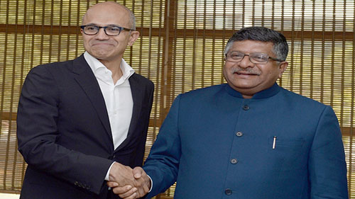 IT Minister Prasad urges Nadella to help boost DigiGaon initiative