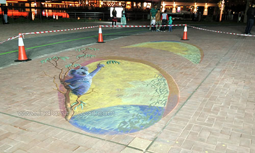 3D Art Street painting  at Salmiya Boulevard 