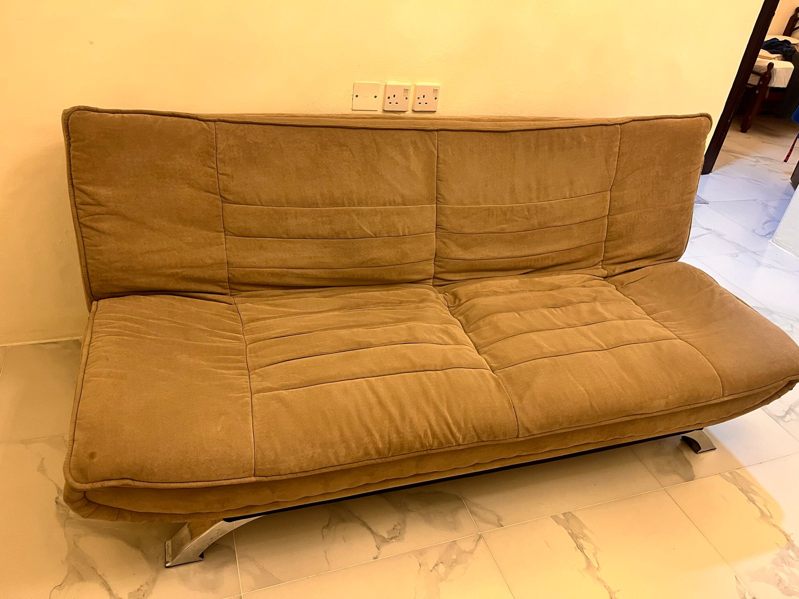 Living room furniture - IKEA 3-seater sofa cum bed, TV Stand, and curtains for sale