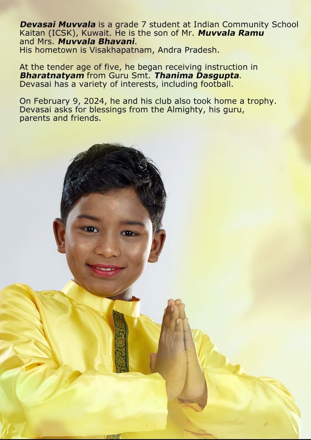 Invitation for *BHARATHANAATYAM DANCE Arangatam PROGRAM* free entry come watch and bless them