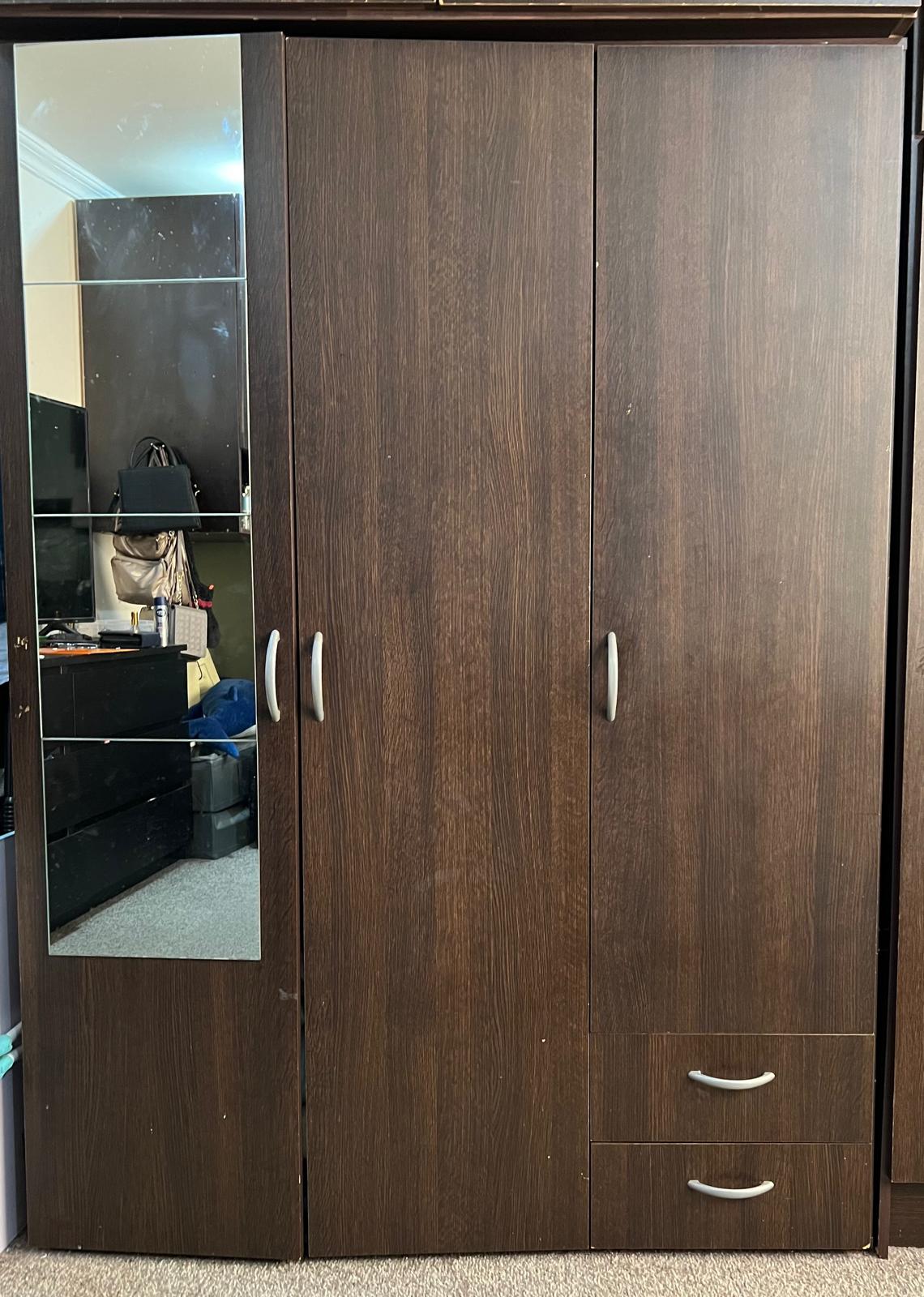 2 Cupboards +King size Bed frame+ Mattress + Side table for sale