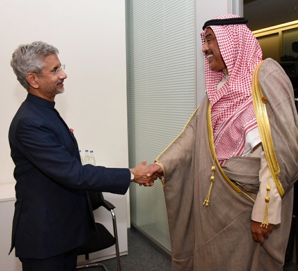 Indian  Minister S Jaishankar Meets Kuwaiti Foreign Minister Sheikh Sabah Al-Khaled Al-Hamad Al-Sabah