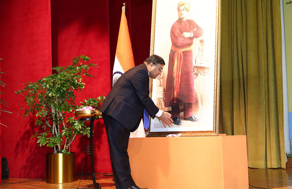 Indian Embassy celebrated National Youth Day; Unveils life-size portrait of Swami Vivekananda