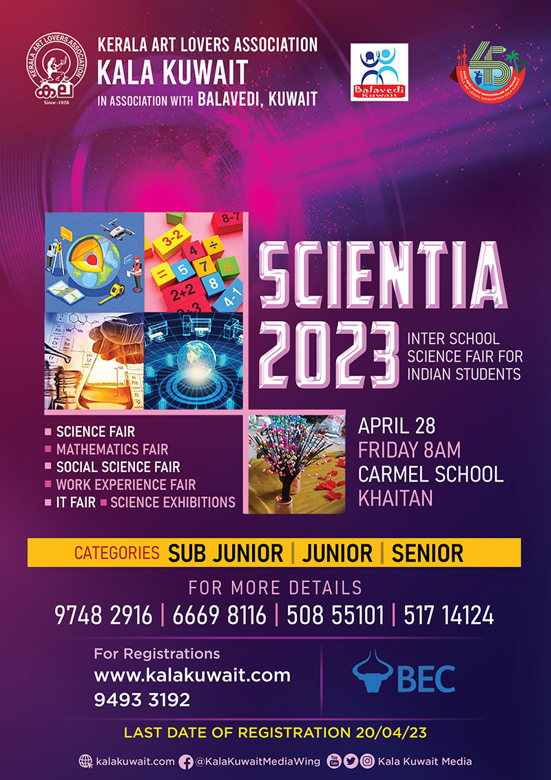 ‘SCIENTIA-2023’, Inter-School Science Fest by KALA Kuwait and Balavedi Kuwait