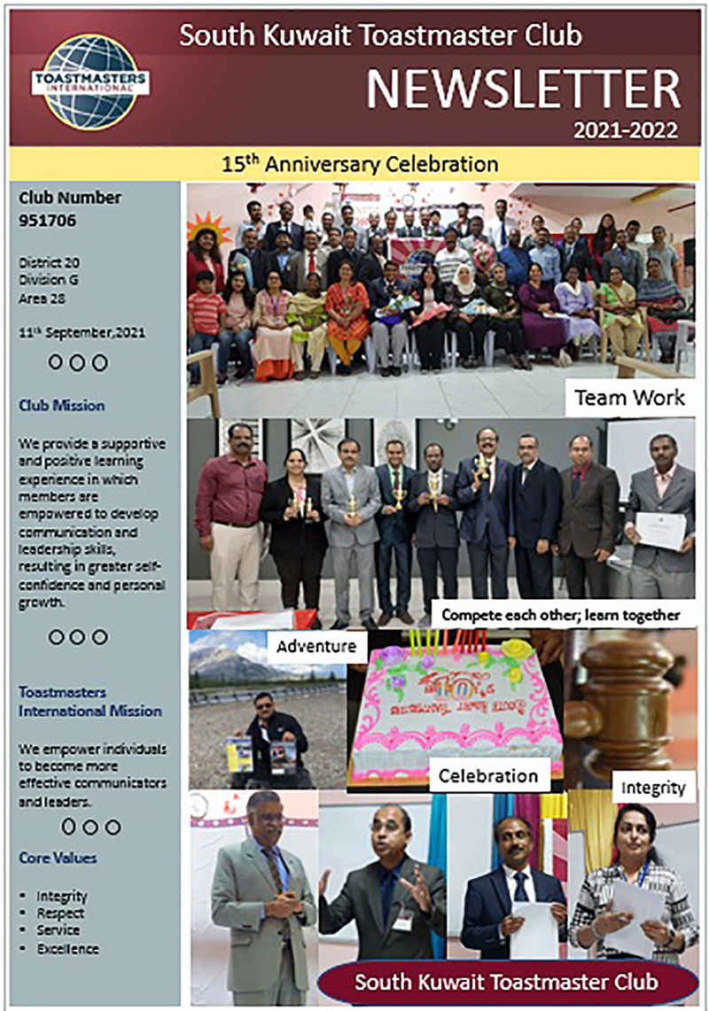 South Kuwait Toastmasters Club celebrated 15th Anniversary
