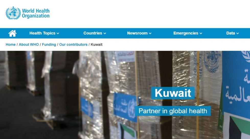Senior WHO official hails partnership with Kuwait;  WHO sets online page in recognition of partnership with Kuwait 