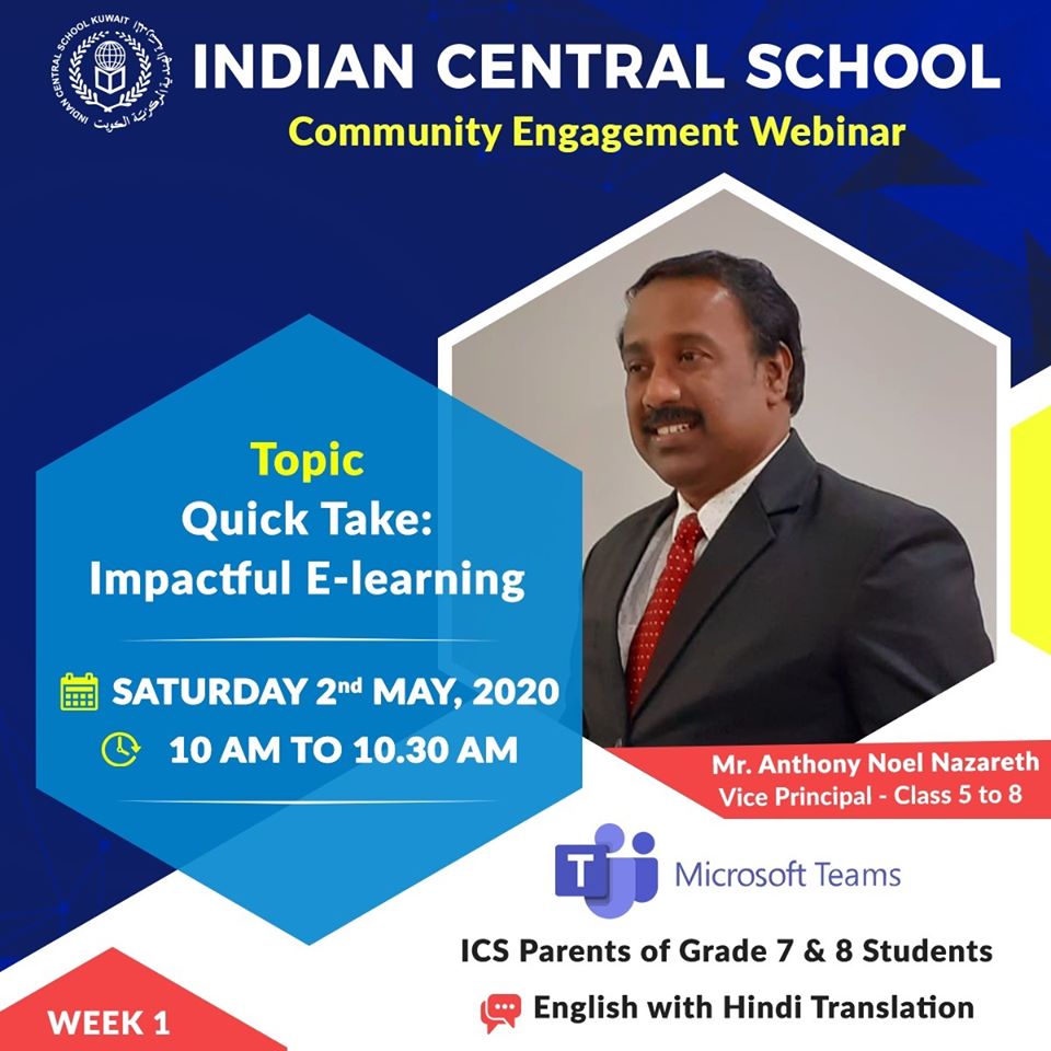 Indian Central school to organize webinar for parents