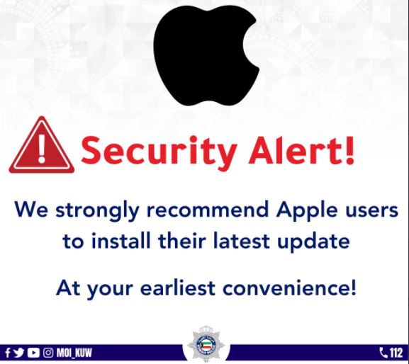 Ministry of Interior urged iPhone user to update their device