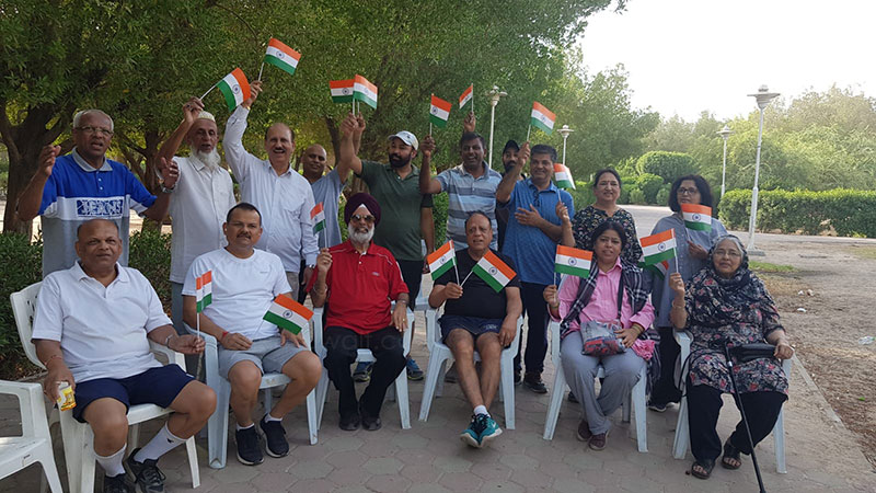 Group of Indians celebrate Independence Day at Salmiya Garden