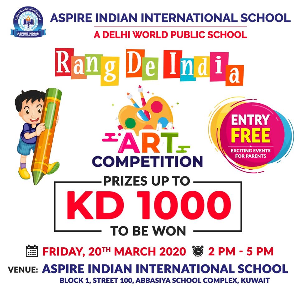 "Rang De India" Mega Drawing Competition at Aspire Indian International School