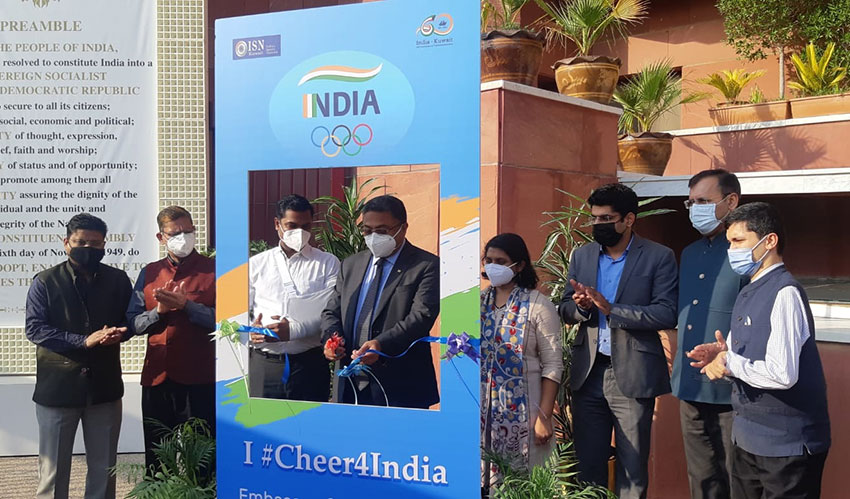 Embassy setup #cheer4India photo booth to cheer Indian team at Tokyo Olympics