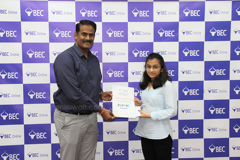Winner of the Painting Contest received Prize from Bahrain Exchange Company