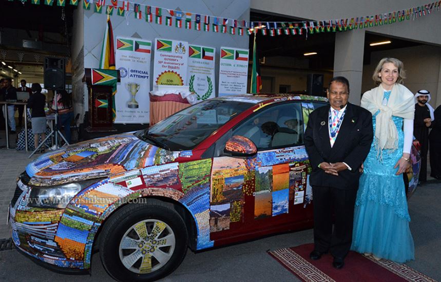 Guyana Embassy in Kuwait Creates Guinness world record for most stickers on a car
