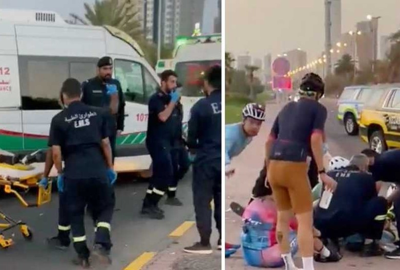 15 cyclists injured in a Hit and Run incident on Arabian Gulf street