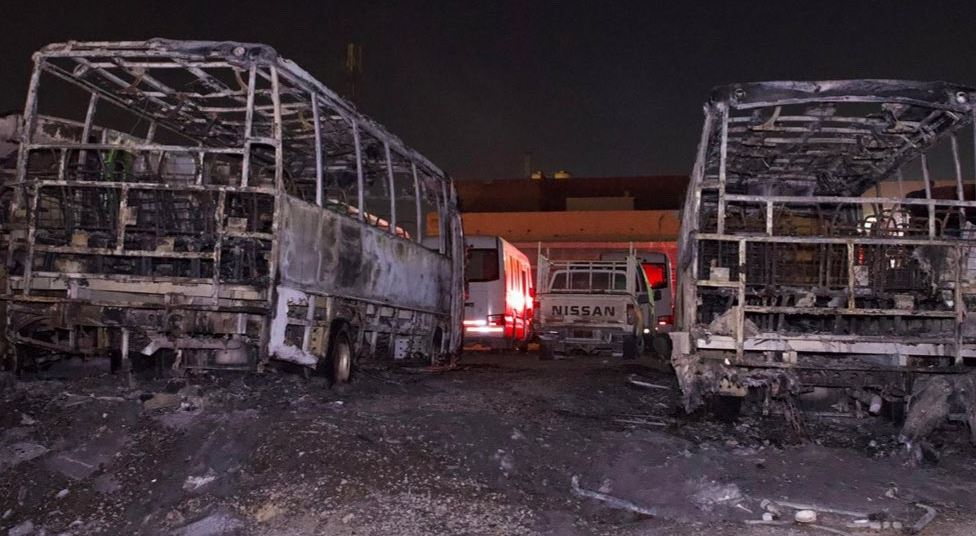 Four vehicles damaged in a parking lot fire in Ahmadi