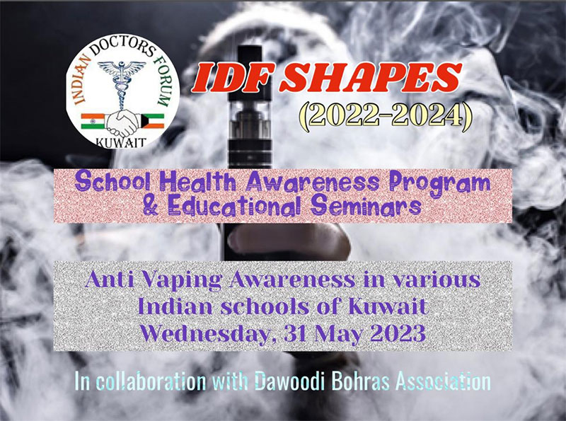 IDF organizing awareness talks on anti-vaping in Indian Schools