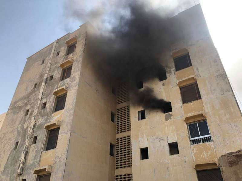 Two injured in a building fire in Salmiya