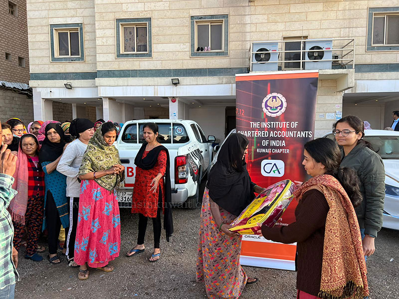 Kuwait Chapter of the Institute of Chartered Accountants of India distributed blankets