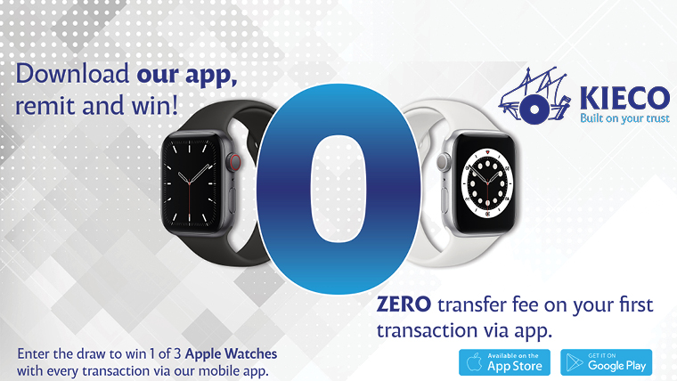 KIECO Exchange launch remittance app. Chance to win  Apple Watches