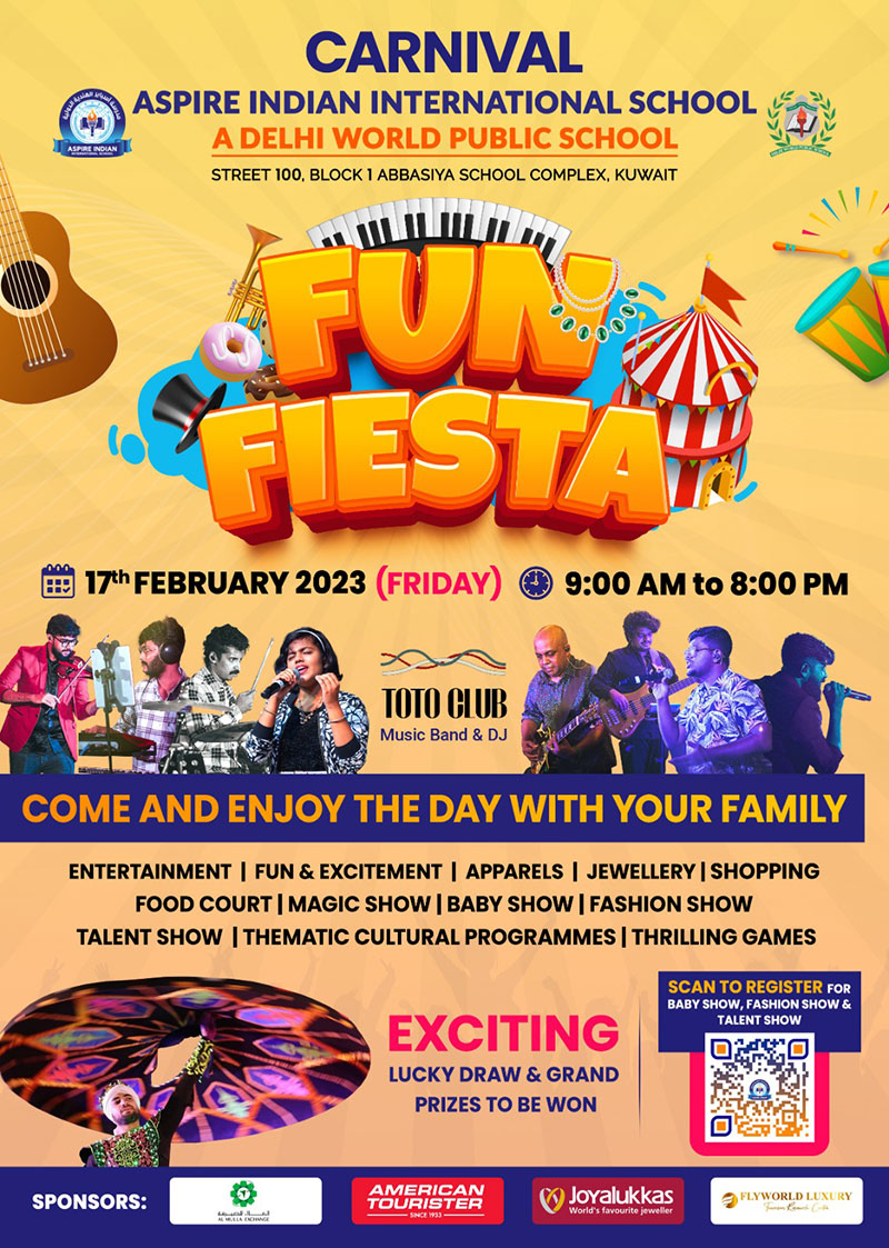 Aspire Indian International School organizing Carnival Fun Fiesta on Feb 17th