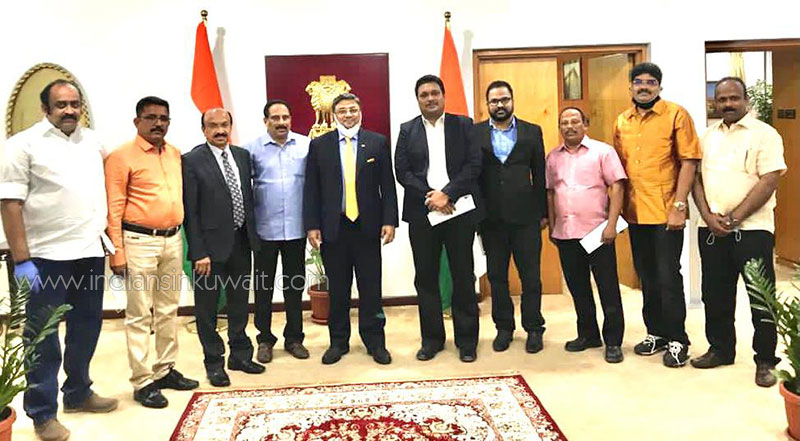 Officials of Alappuzha Jilla Pravasi Association Kuwait (AJPAK) visited the Indian Ambassador