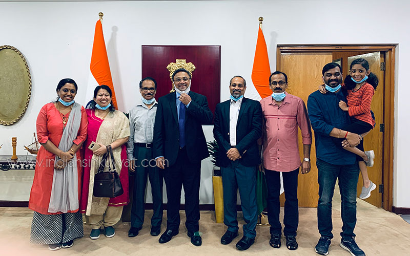 Bharatheeya Sangeetha Sabha, Kuwait (BASS) office-bearers had a meeting with the Indian Ambassador of India to Kuwait H.E. Siby George