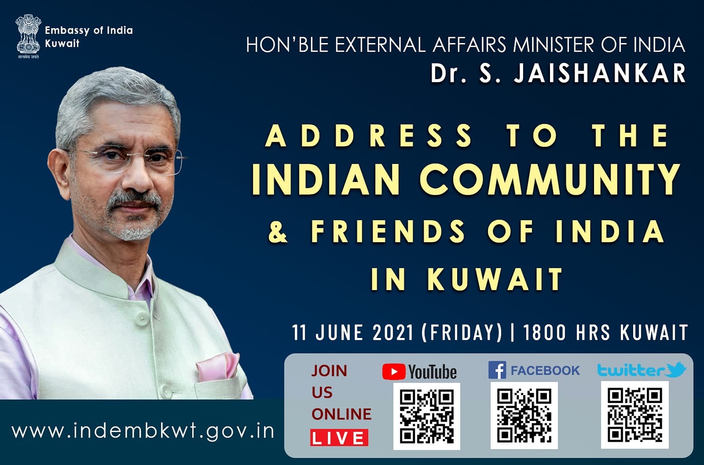 Minister Dr S Jaishankar to address the Indian community on Friday