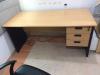 Office table, chair, file drawer, windows blinds for sale